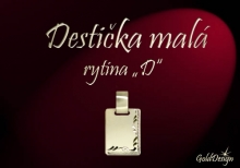 Destička malá D - přívěsek zlacený